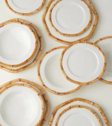LES OTTOMANS Bamboo set of 4 ceramic dessert plates | Thumbnail 3