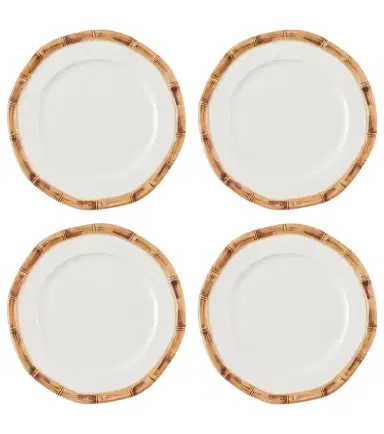 LES OTTOMANS Bamboo set of 4 ceramic dessert plates | Thumbnail 1