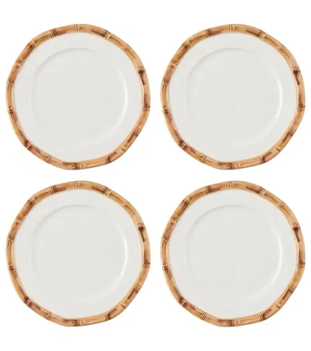 LES OTTOMANS Bamboo set of 4 ceramic dessert plates