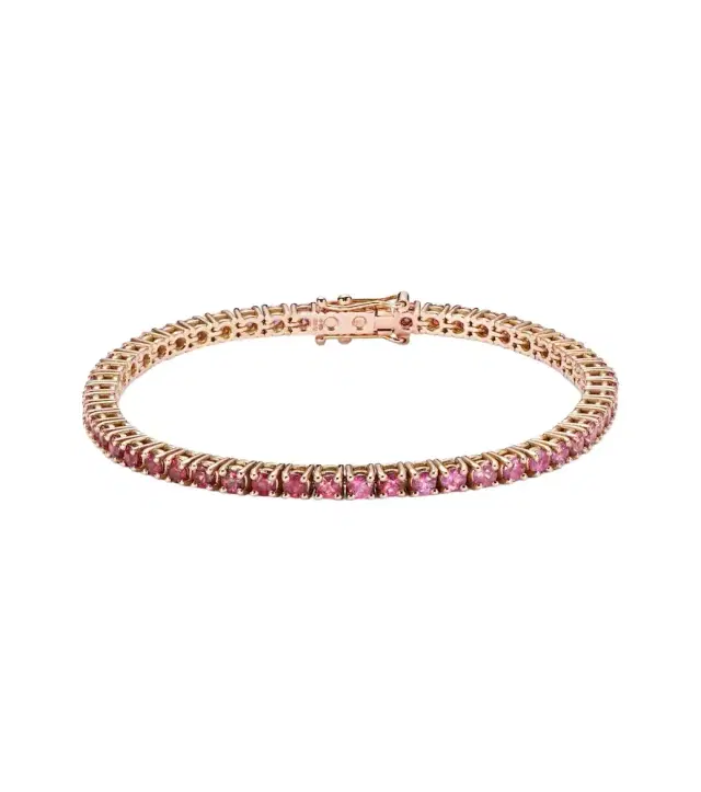 14kt rose gold tennis bracelet with sapphires
