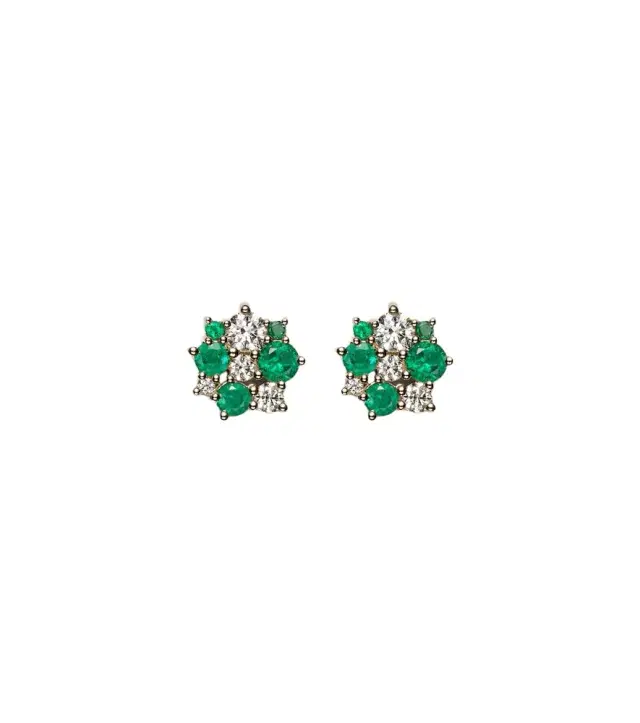 Sydney Evan Cocktail 14kt gold earrings with emeralds and diamonds