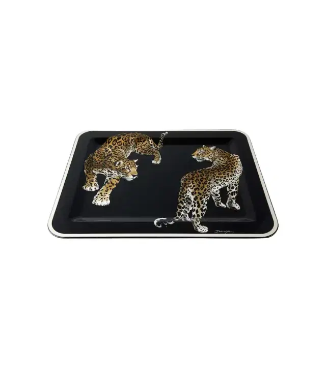 Dolce & Gabbana Casa Double Leopardo Medium wooden tray