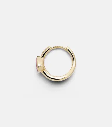 Roxanne First 14kt gold single hoop earring with diamonds and sapphire | Thumbnail 3