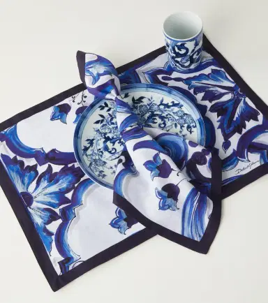 Dolce & Gabbana Casa Blu Mediterraneo linen placemat and napkin set | Thumbnail 2