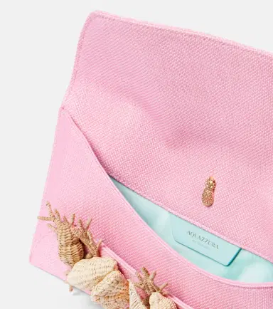 Aquazzura Marea Small raffia-trimmed clutch | Thumbnail 2