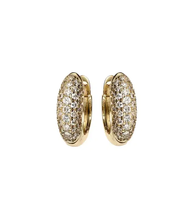 Sydney Evan Puffy 14kt gold hoop earrings with diamonds