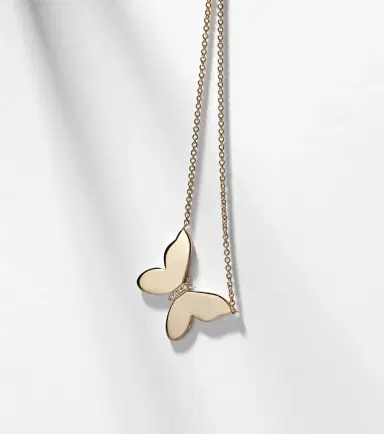 Sydney Evan Butterfly 14kt gold necklace with diamonds | Thumbnail 6