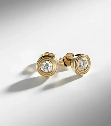 Sydney Evan Fluted 14kt gold earrings with diamonds | Thumbnail 5 Sydney Evan Fluted 14kt gold earrings with diamonds | Thumbnail 5