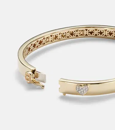 Sydney Evan Heart 14kt gold bangle with diamonds | Thumbnail 3