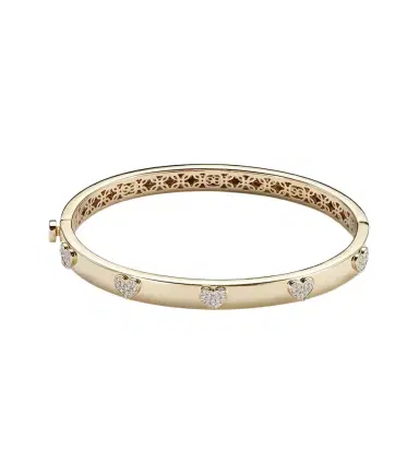 Sydney Evan Heart 14kt gold bangle with diamonds | Thumbnail 1