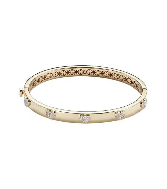 Sydney Evan Heart 14kt gold bangle with diamonds