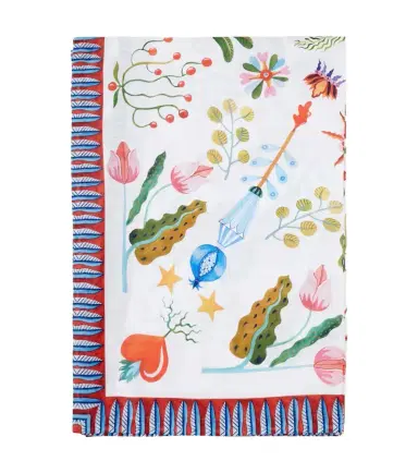 La DoubleJ White Turning Tulips Medium linen tablecloth | Thumbnail 1