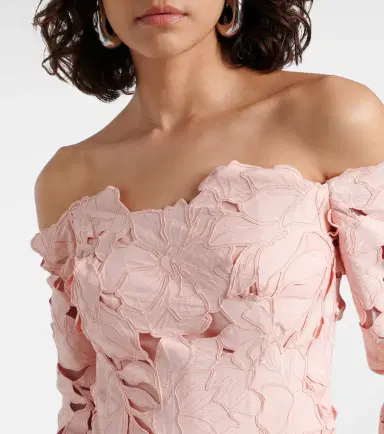 Costarellos Kasia floral off-shoulder lace gown | Thumbnail 2
