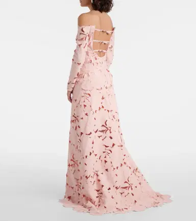 Costarellos Kasia floral off-shoulder lace gown | Thumbnail 4