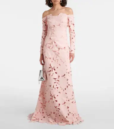 Costarellos Kasia floral off-shoulder lace gown | Thumbnail 6