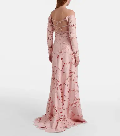 Costarellos Kasia floral off-shoulder lace gown | Thumbnail 7