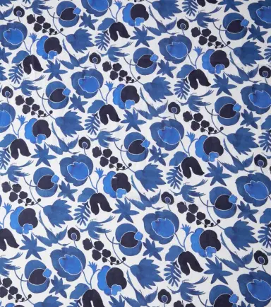 La DoubleJ Wildbird Blu Medium linen tablecloth | Thumbnail 4