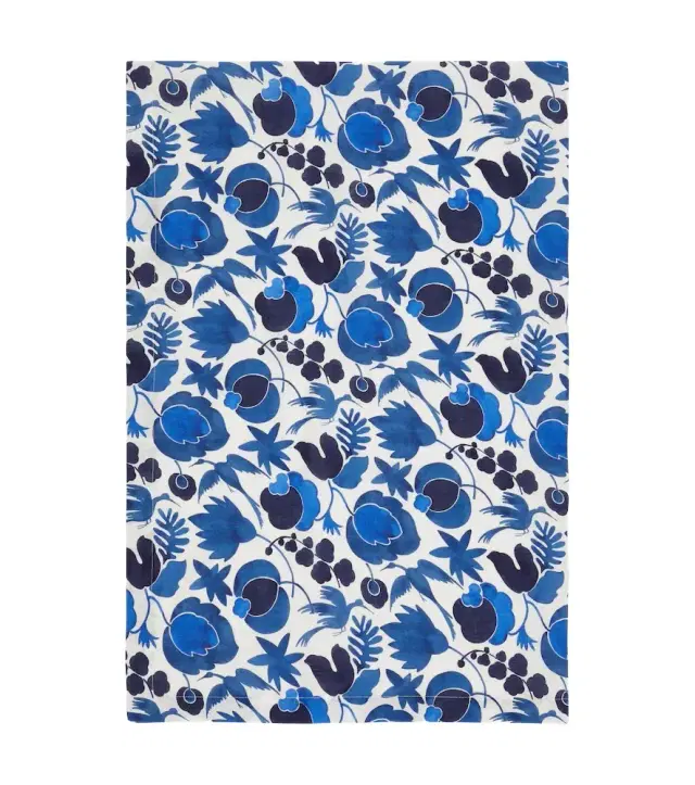 La DoubleJ Wildbird Blu Medium linen tablecloth