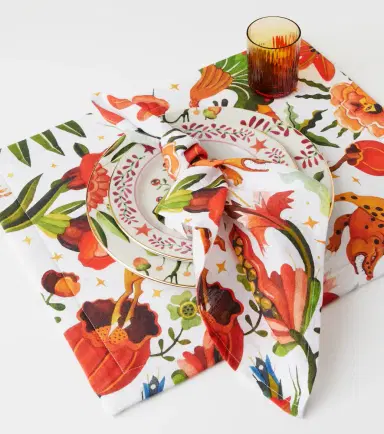 La DoubleJ Large set of 6 floral napkins | Thumbnail 2