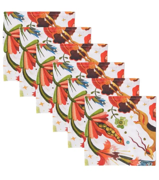 La DoubleJ Large set of 6 floral napkins