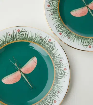 La DoubleJ Libellula set of 2 porcelain dinner plates | Thumbnail 2