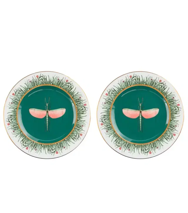 La DoubleJ Libellula set of 2 porcelain dinner plates