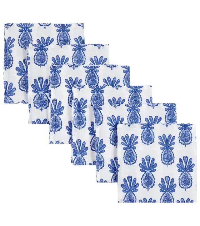 La DoubleJ Large set of 6 printed linen napkins