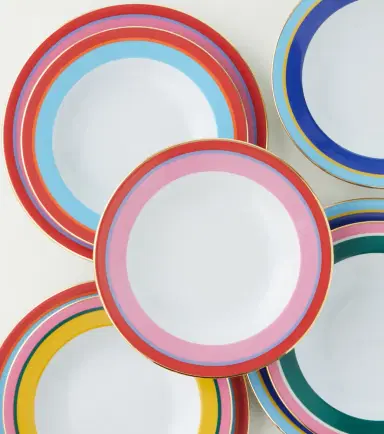 La DoubleJ Rainbow Rosa set of 2 soup and dinner plates | Thumbnail 2