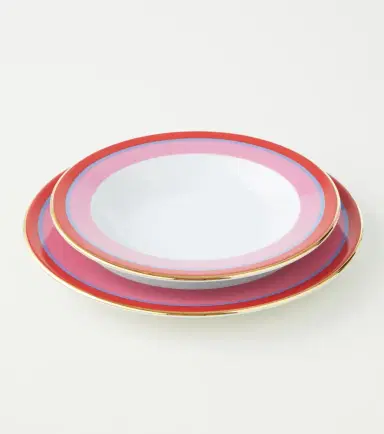 La DoubleJ Rainbow Rosa set of 2 soup and dinner plates | Thumbnail 3