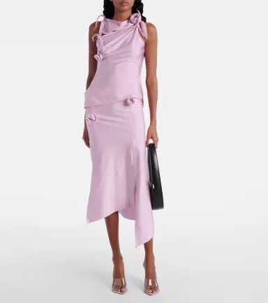 Coperni Floral-appliqué satin midi skirt | Thumbnail 2 Coperni Floral-appliqué satin midi skirt | Thumbnail 2
