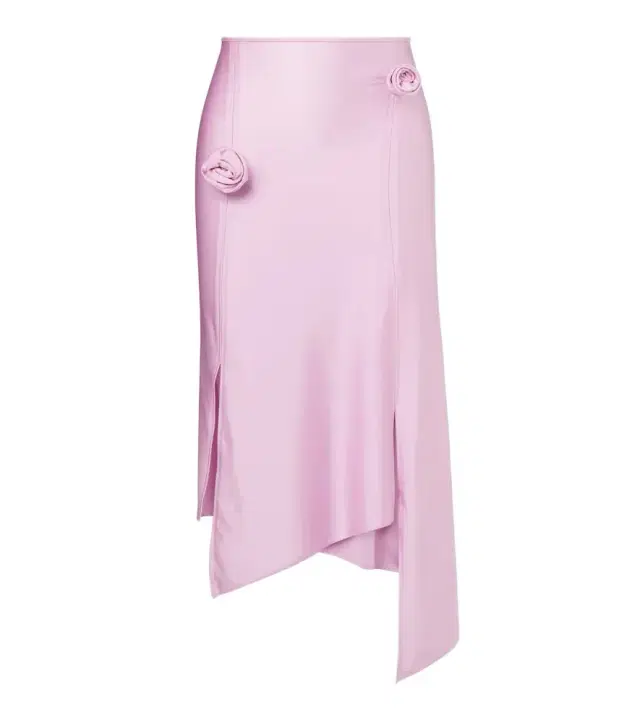Coperni Floral-appliqué satin midi skirt