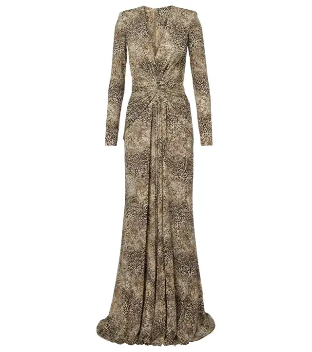 Elie Saab Animalier printed jersey gown