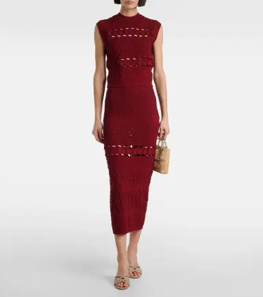 Elie Saab Cut-out knitted midi skirt | Thumbnail 2