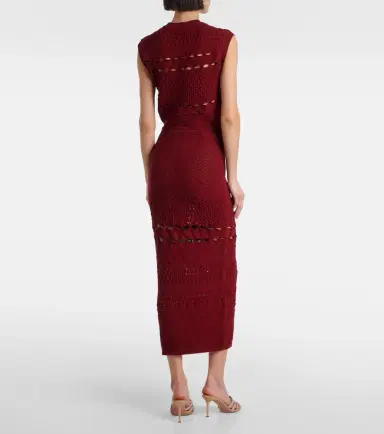 Elie Saab Cut-out knitted midi skirt | Thumbnail 4