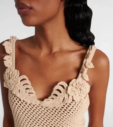 Elie Saab Crochet floral-appliqué cotton-blend top | Thumbnail 2