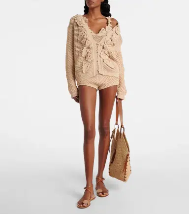 Elie Saab Crochet floral-appliqué cotton-blend top | Thumbnail 3