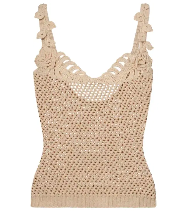 Elie Saab Crochet floral-appliqué cotton-blend top