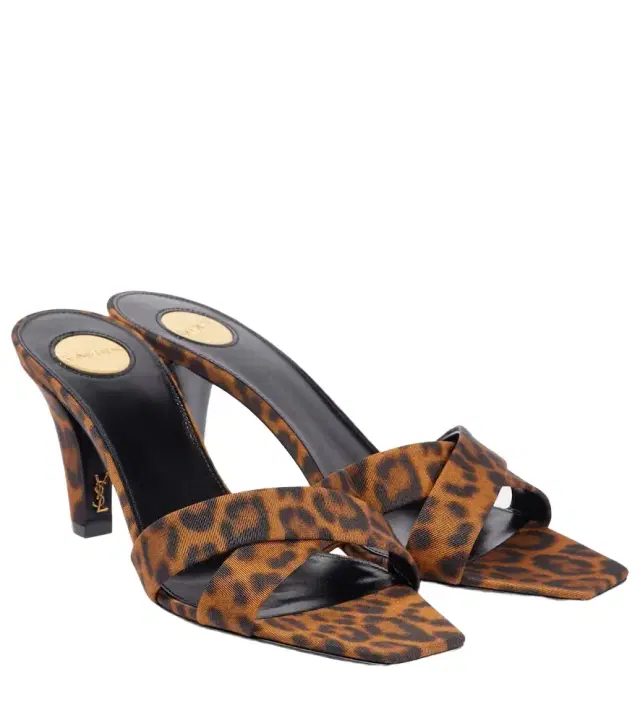 Saint Laurent Jill 75 leopard-print satin mules