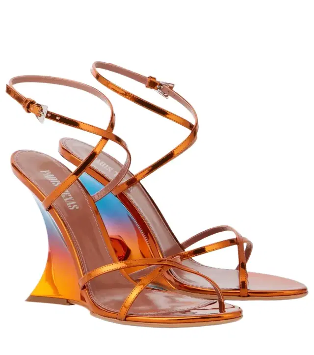 Paris Texas Nina 105 mirrored leather wedge sandals
