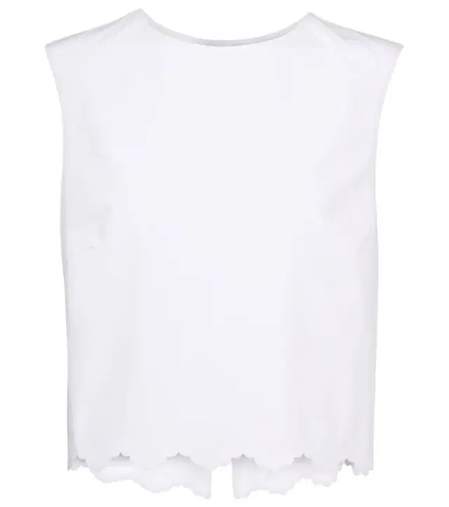 Patou Scalloped cotton poplin crop top