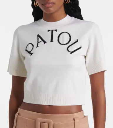 Patou Logo jacquard wool-blend crop top | Thumbnail 3