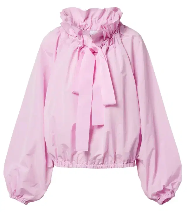 Iconic bow-detail ruffled cotton blouse