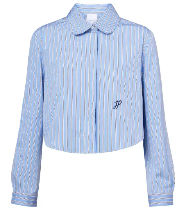 Patou Bengal stripe cropped poplin shirt