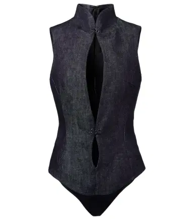 Mugler Cutout denim bodysuit | Thumbnail 1 Mugler Cutout denim bodysuit | Thumbnail 1