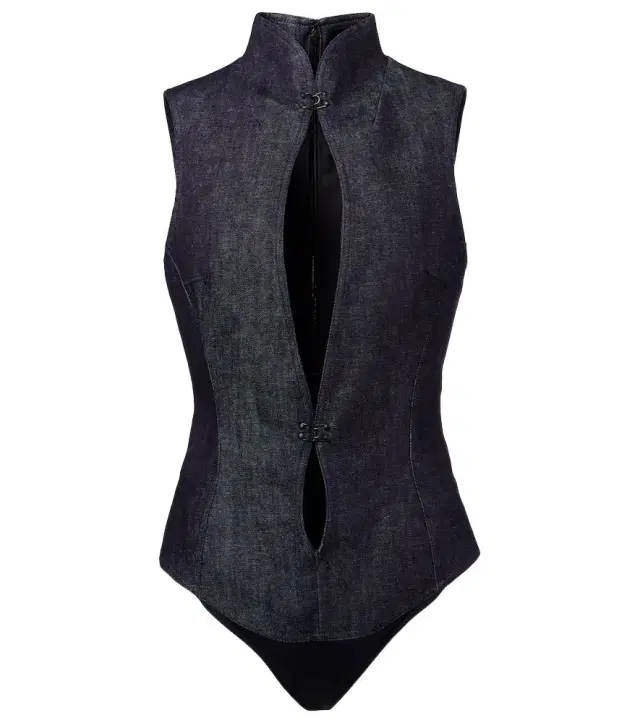 Mugler Cutout denim bodysuit