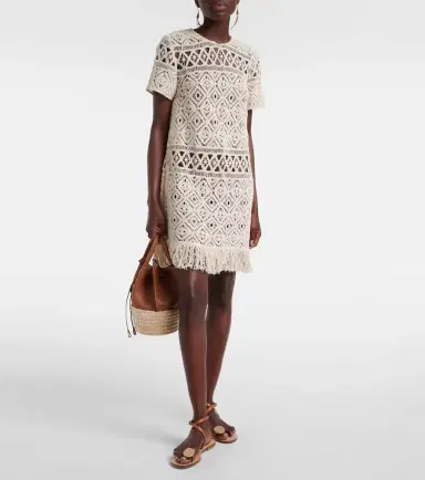 La DoubleJ Lacey macramé cotton minidress | Thumbnail 2