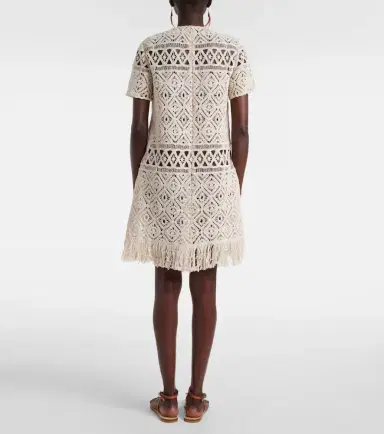 La DoubleJ Lacey macramé cotton minidress | Thumbnail 3