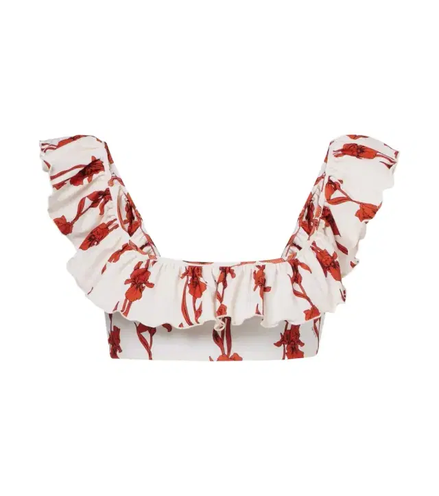 La DoubleJ Boy floral ruffled bikini top