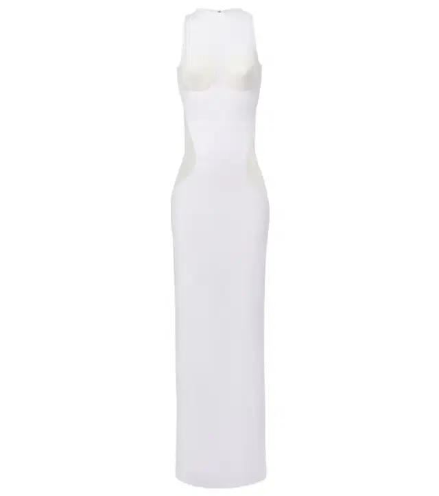 Paneled semi-sheer tulle maxi dress