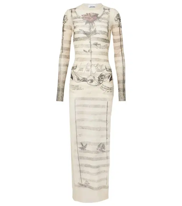 Jean Paul Gaultier Trompe l'oeil mesh maxi dress